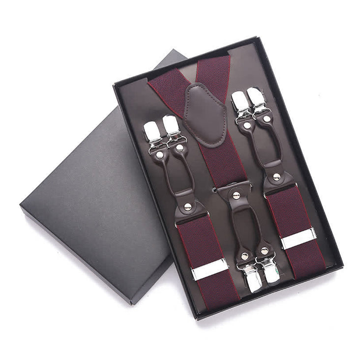 Solid Color 6-Clips Adjustable Suspenders