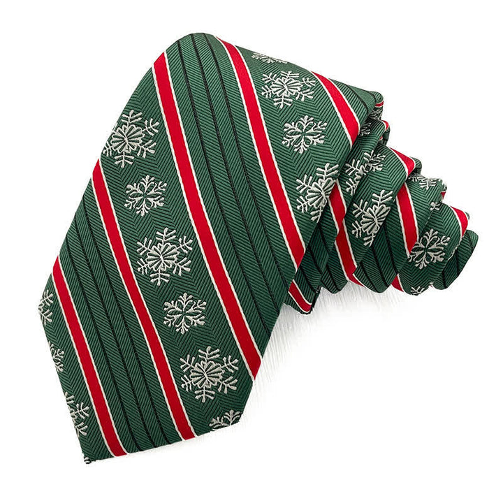 Men's Christmas Snowflake Striped Plaid Necktie