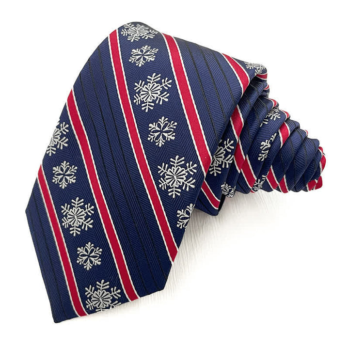 Men's Christmas Snowflake Striped Plaid Necktie