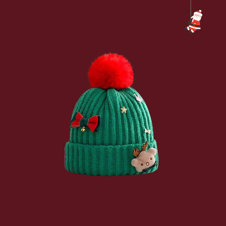 Beanie Christmas Cute Deer Pom Poms Knitted Hat