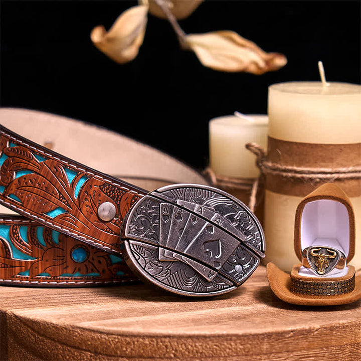 Functional DIY Hidden Knife Belt Buckle Retro Bull Ring Bundle Set