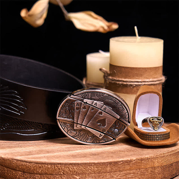 Functional DIY Hidden Knife Belt Buckle Retro Bull Ring Bundle Set