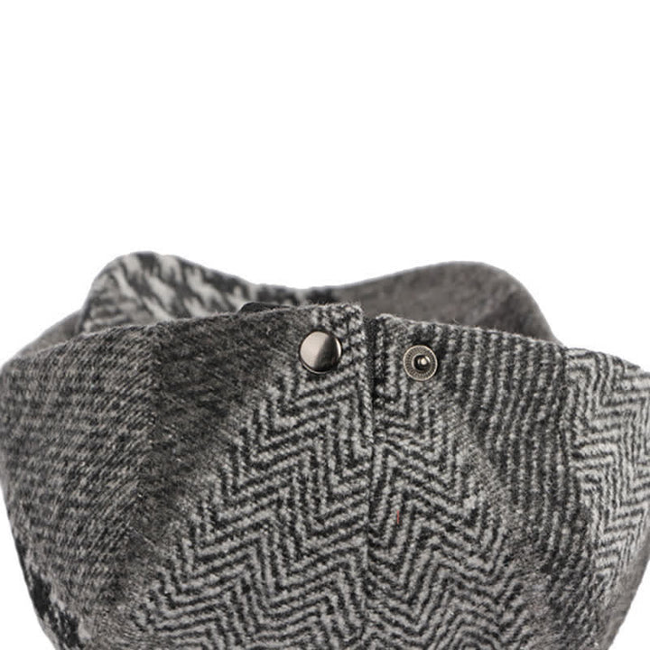 Patchwork Stitching Herringbone Tweed Beret Hat