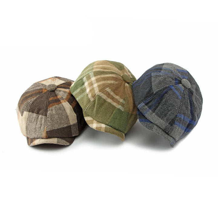 Painter Octagonal Checked Newsboy Beret Hat