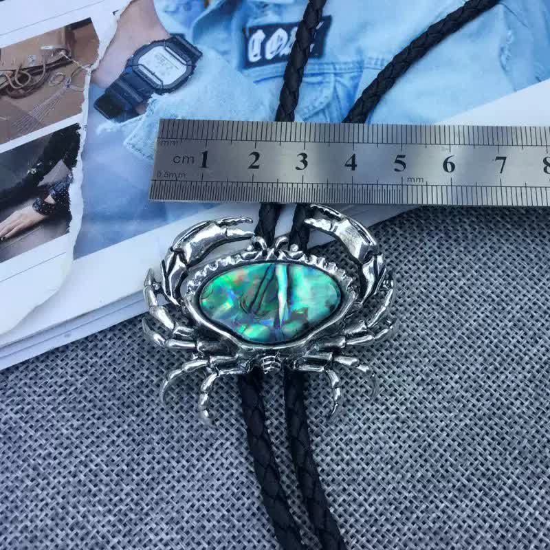 Crab Abalone Shell Removable Pendant Bolo Tie