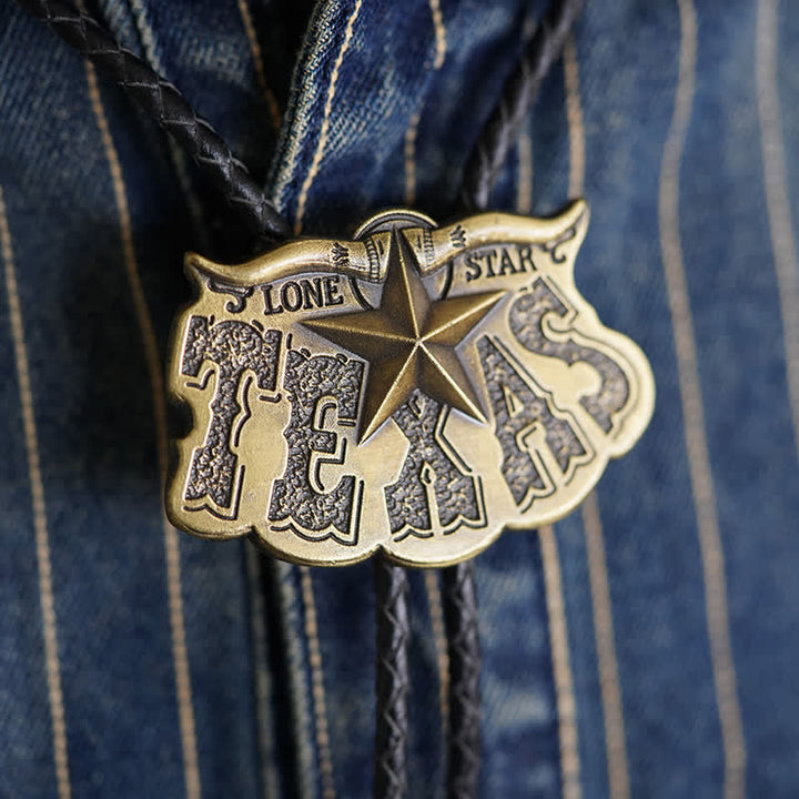 Texas Lone Star Longhorn Pendant Bolo Tie