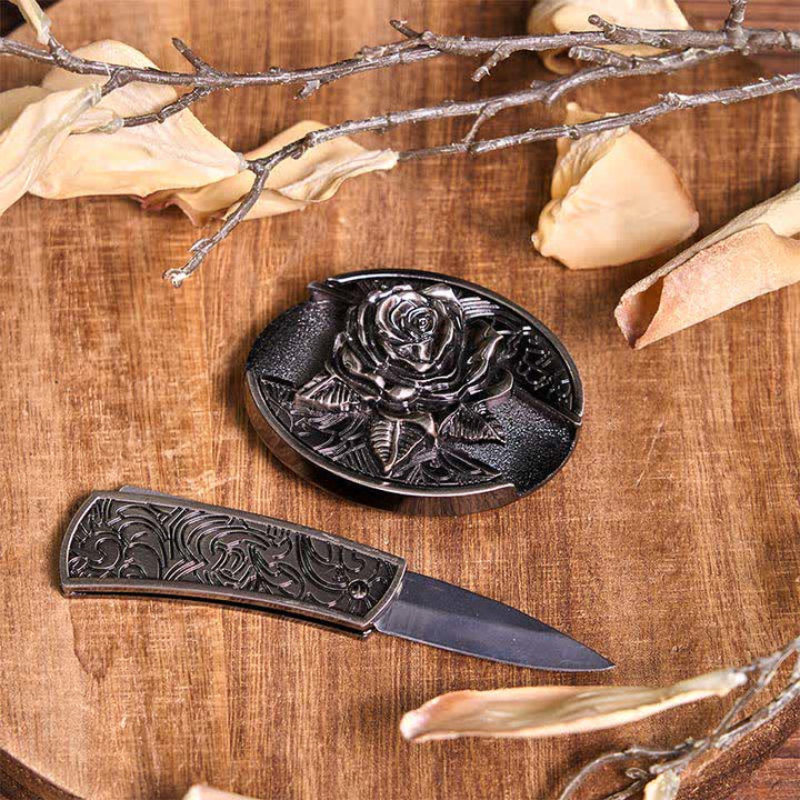 Rose Theme DIY Hidden Knife Belt Buckle Turquoise Bull Pendant Bundle Set (PRE-SALE) - image 5