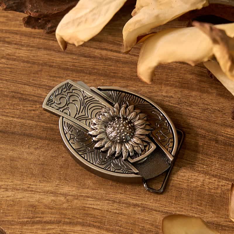 Sunflower Theme DIY Hidden Knife Belt Buckle Turquoise Bull Pendant Bundle Set - image 4