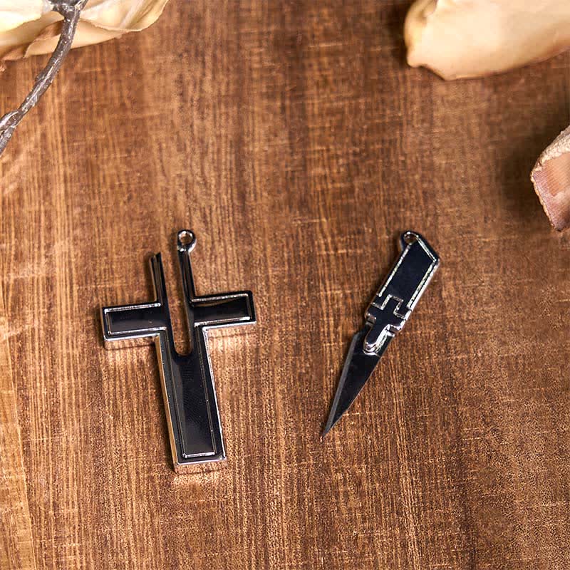 DIY Hidden Knife Belt Buckle Turquoise Bull Pendant Cross Necklace Bundle Set - image 5