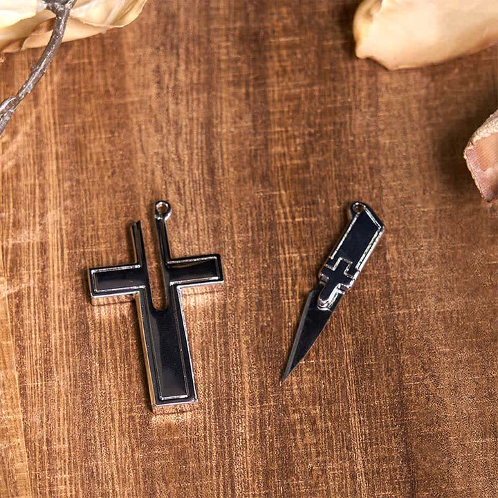DIY Hidden Knife Belt Buckle Turquoise Bull Pendant Cross Necklace Bundle Set - image 5