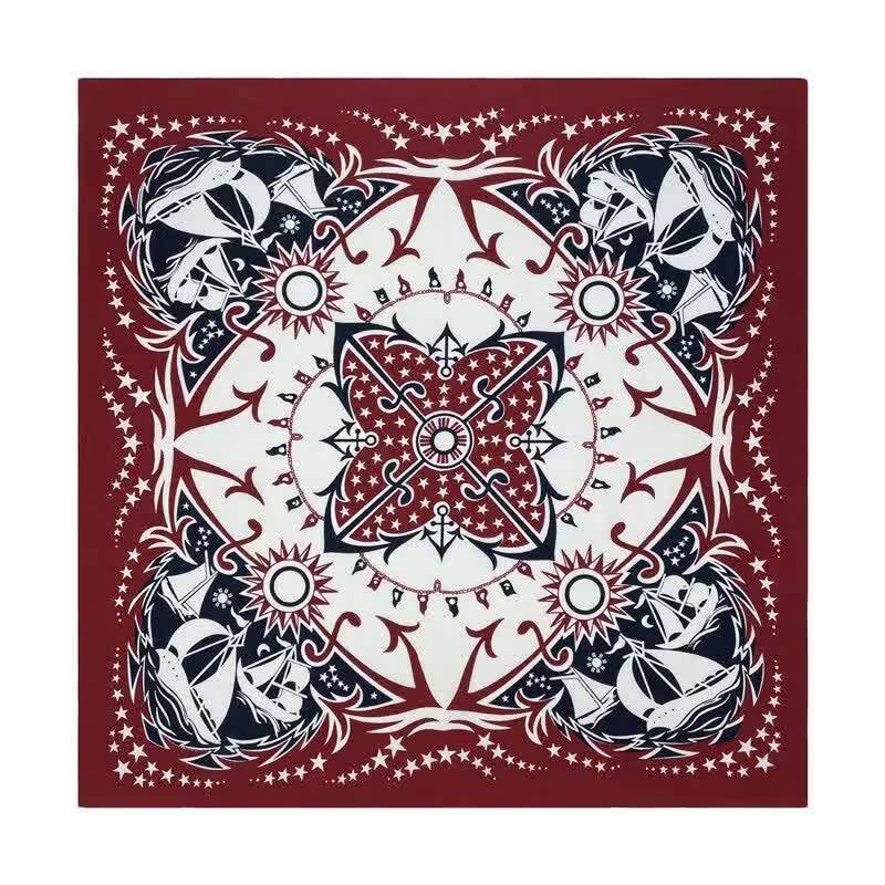 Western Sail Pattern Retro Motorcycle Square Scarf