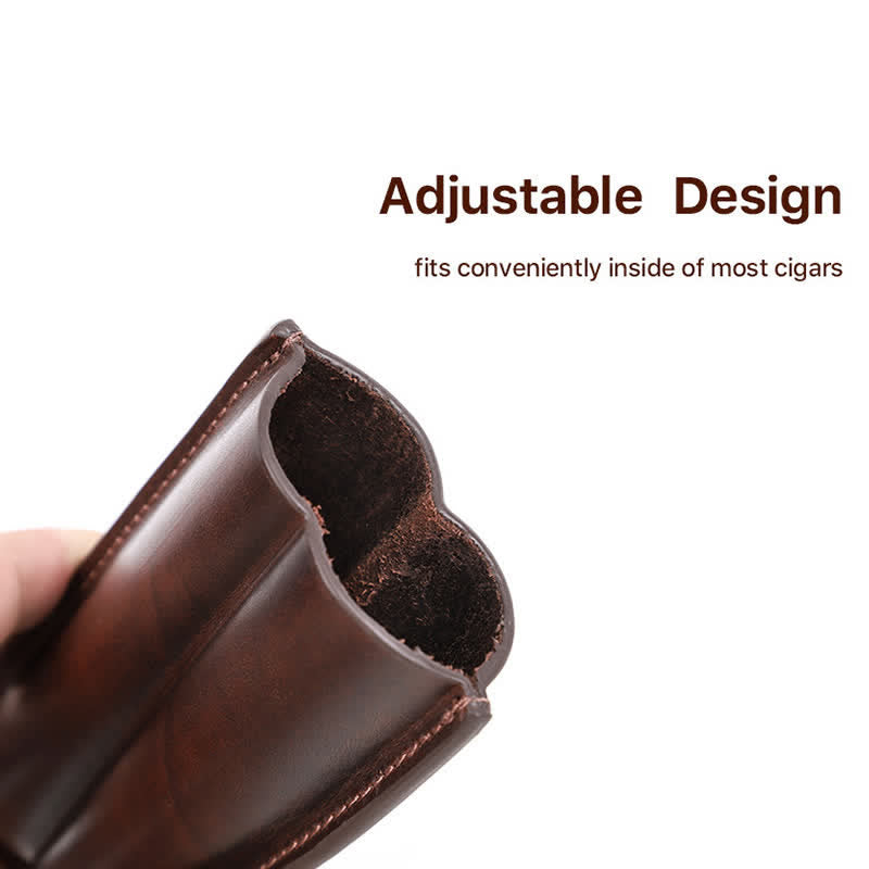 Brown Portable Cigar Humidor Leather Cigar Case (for Two Cigars)  - image 7