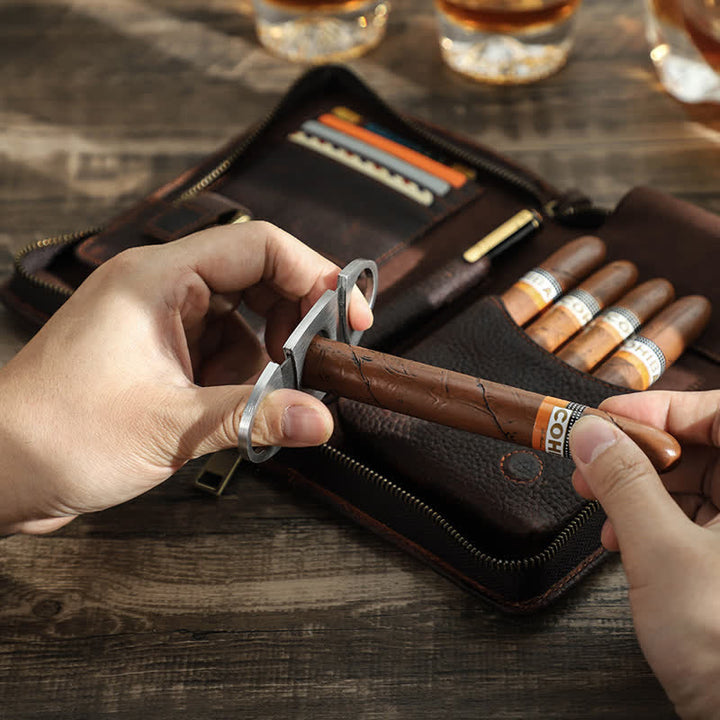 Travel Large Capacity Zipper Leather Cigar Case (For Five Cigars) - image 4