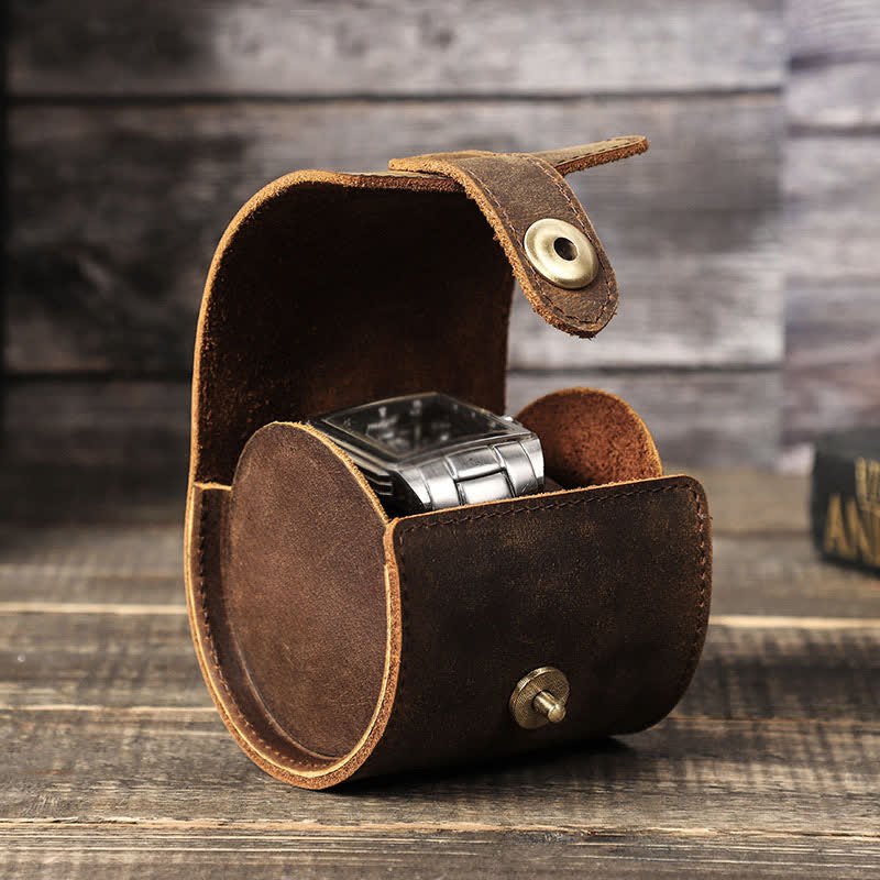 Custom Name Watch Roll Travel Leather Watch Case