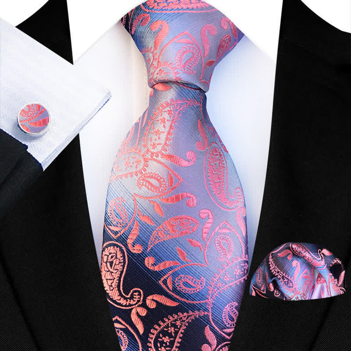 3Pcs Men's Fancy Gradient Ramp Paisley Necktie Set