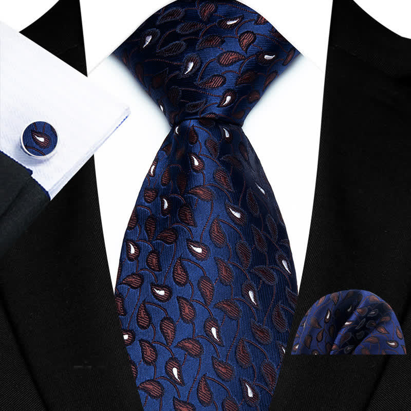 3Pcs Men's Subtle Paisley Pattern Necktie Set