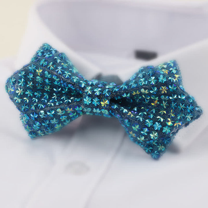 Men's Star Shape Double Layered Pointed Rhinestone Bow Tie