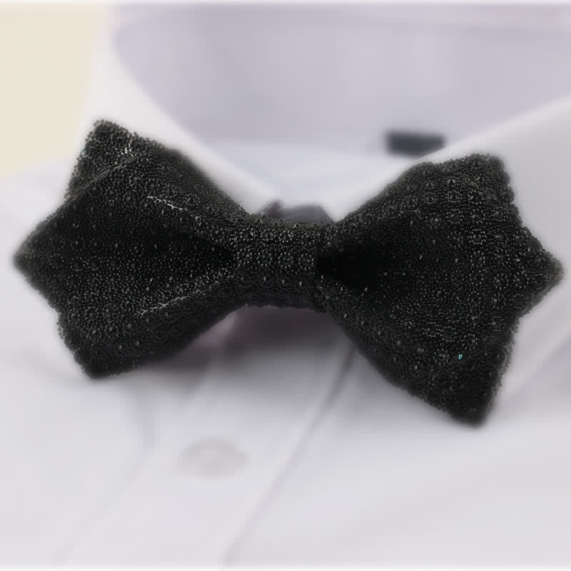 Men's Round Shape Double Layered Pointed Rhinestone Bow Tie