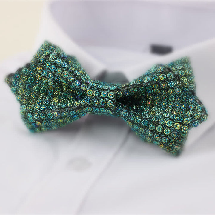 Men's Round Shape Double Layered Pointed Rhinestone Bow Tie