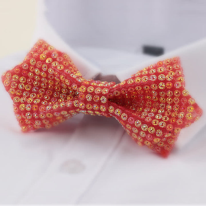 Men's Round Shape Double Layered Pointed Rhinestone Bow Tie