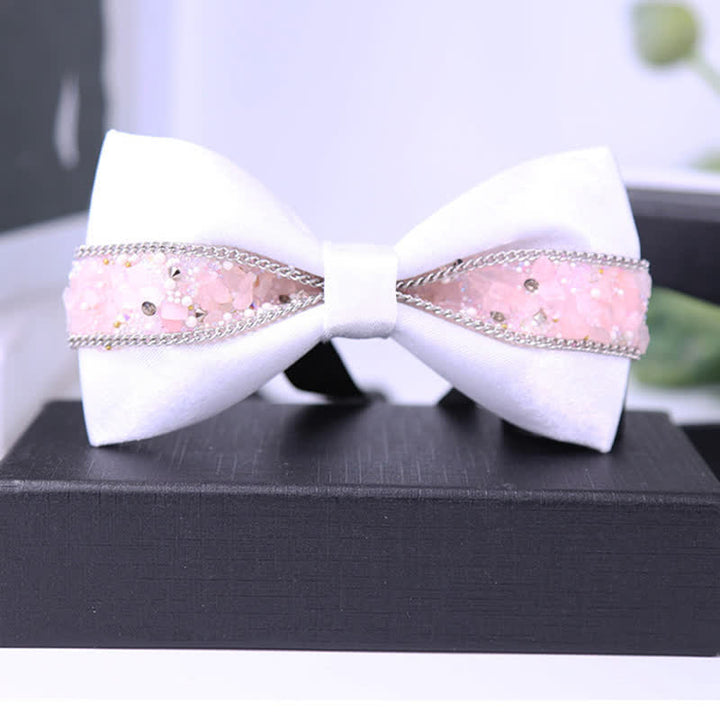 Men's Black Base Sparkling Stones Rhinestone Bow Tie