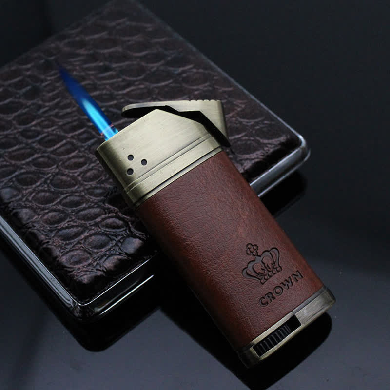 Eagle Head Leather Refillable Butane Lighter