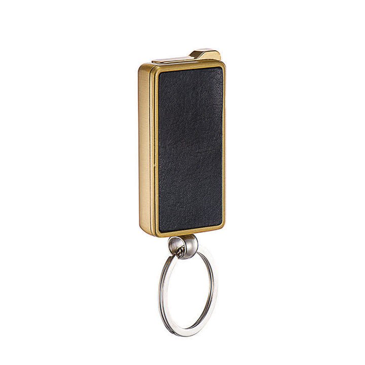 Portable Keychain Leather Body Refillable Butane Lighter