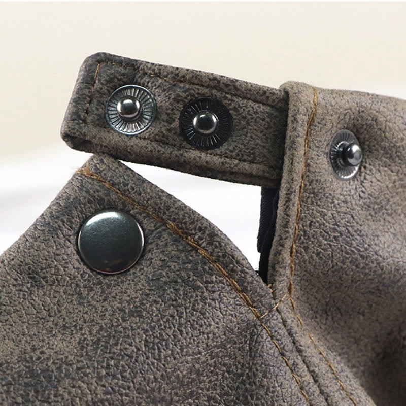 Washed Distressed Vintage Artist Leather Beret Hat - image 6