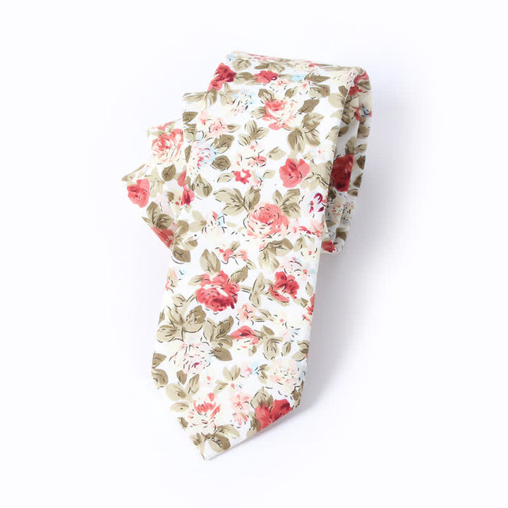 Men's Cute Fresh Flower Pattern Cotton Necktie