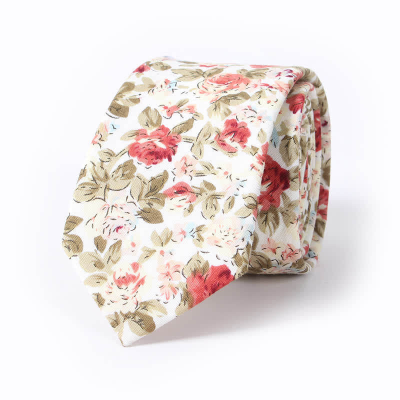 Men's Cute Fresh Flower Pattern Cotton Necktie