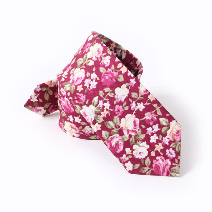 Men's Cute Fresh Flower Pattern Cotton Necktie