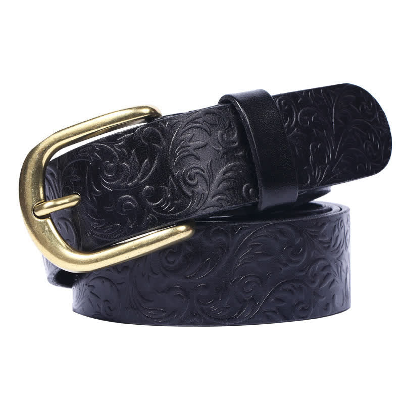 Classical Beautifully Floral Embossed Leather Belt