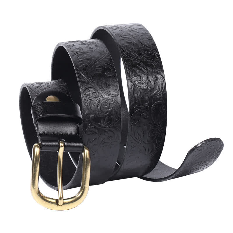 Classical Beautifully Floral Embossed Leather Belt