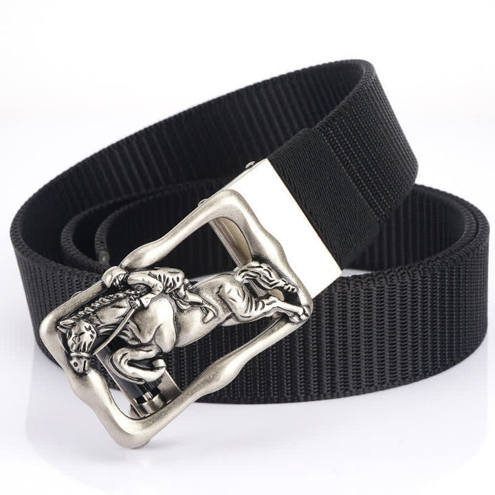 Men's Horse Riding Hollow Automatic Buckle Nylon Belt