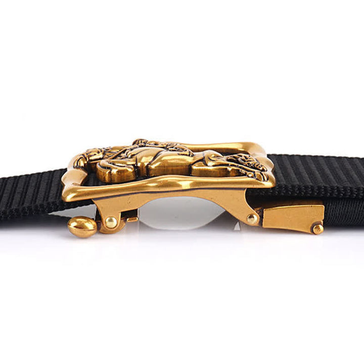 Men's Horse Riding Hollow Automatic Buckle Nylon Belt