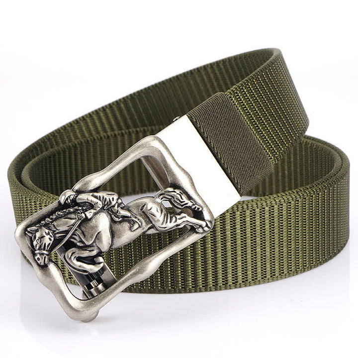 Men's Horse Riding Hollow Automatic Buckle Nylon Belt