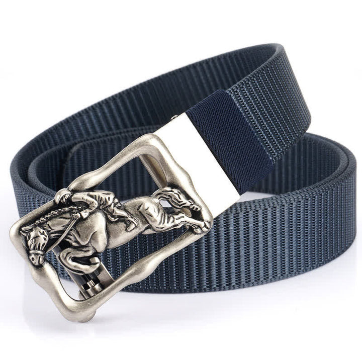 Men's Horse Riding Hollow Automatic Buckle Nylon Belt