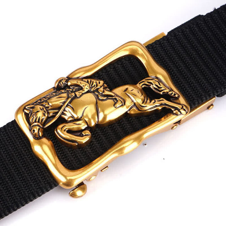 Men's Horse Riding Hollow Automatic Buckle Nylon Belt