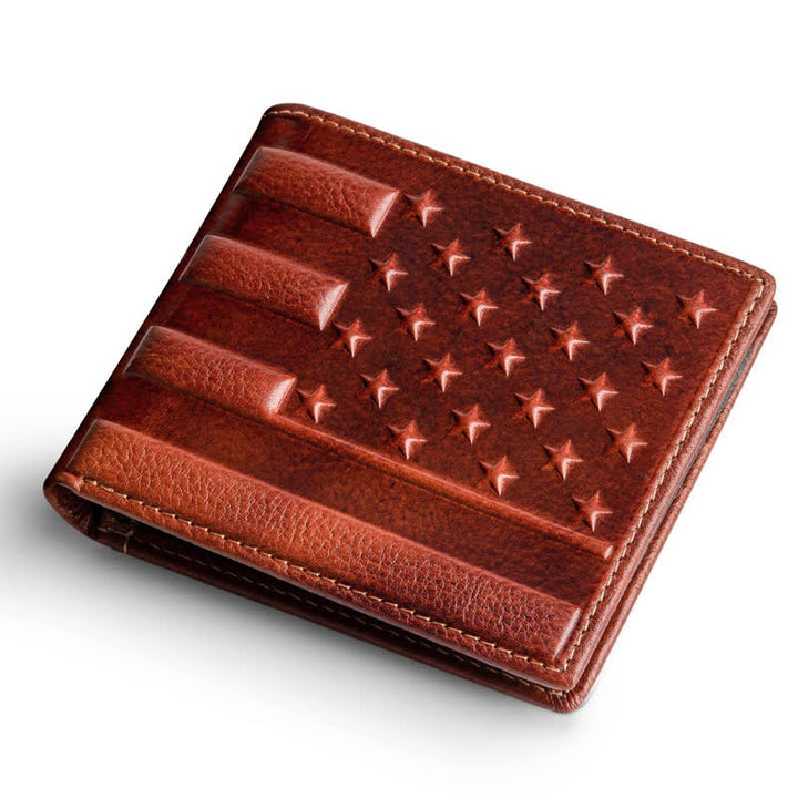 Patriotic American Flag Embossed Leather Wallet