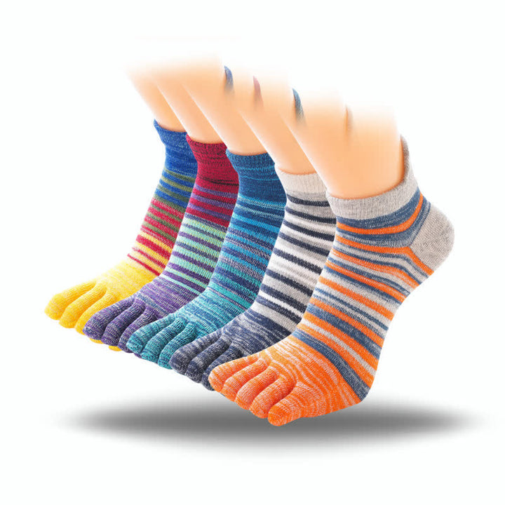 Men's Ankle Five Finger Toe Sport Casual Striped Socks