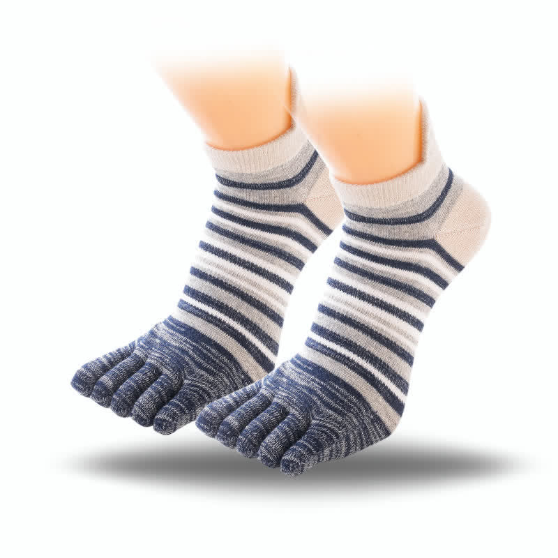 Men's Ankle Five Finger Toe Sport Casual Striped Socks