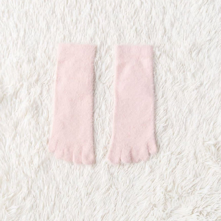 Women's Spilit Five Toes Coral Fleece Sleep Crew Socks