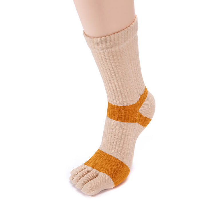 Men's Color Matching Five Fingers Crew Socks