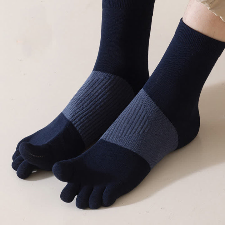 Men's Comfort Pure Cotton Split Five Toes Crew Socks