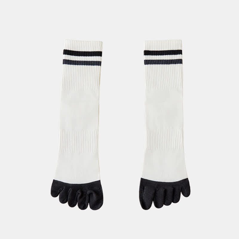 Men's Fashion Striped Color Matching Five Fingers Crew Socks