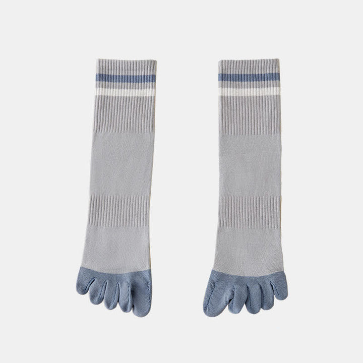 Men's Fashion Striped Color Matching Five Fingers Crew Socks