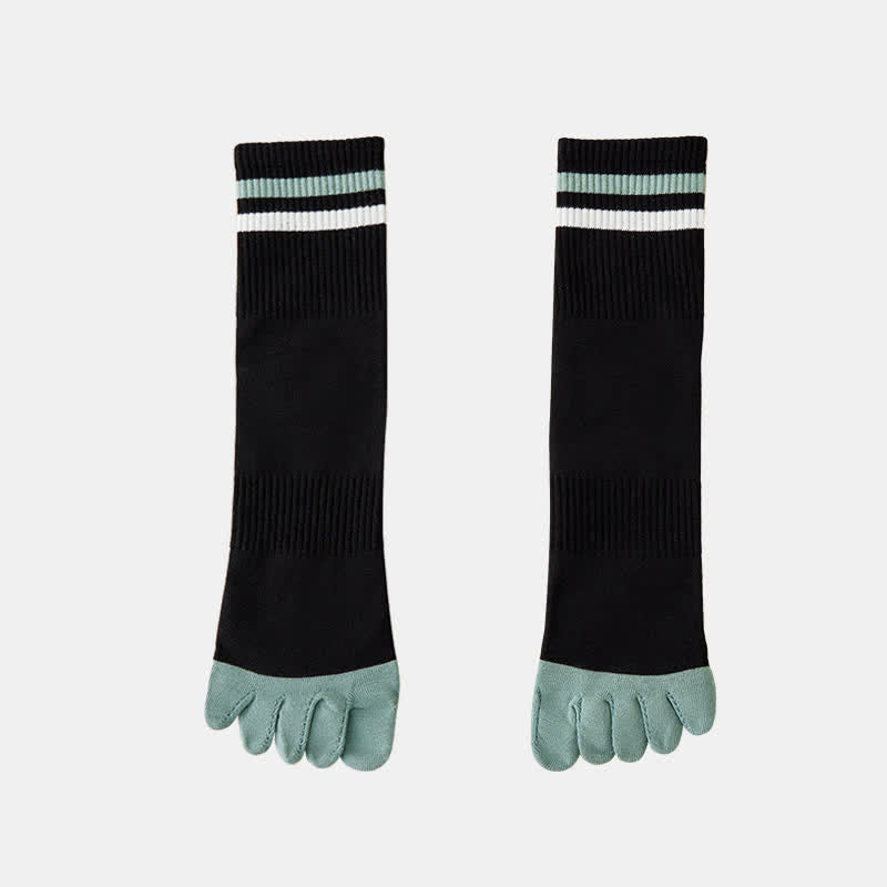 Men's Fashion Striped Color Matching Five Fingers Crew Socks