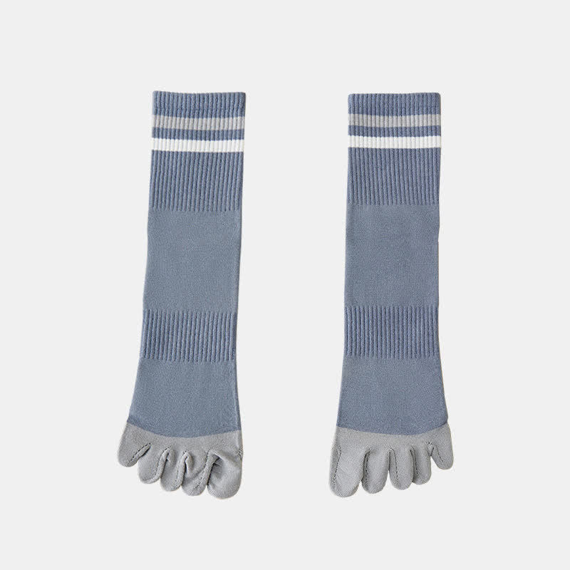 Men's Fashion Striped Color Matching Five Fingers Crew Socks