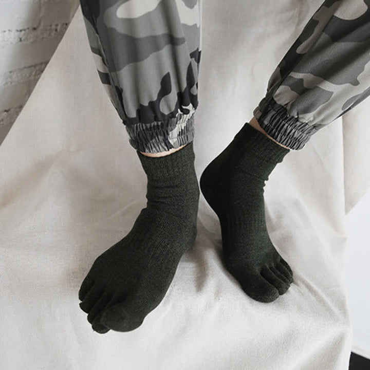 Men's Retro Style Five Fingers Ankle Cotton Socks