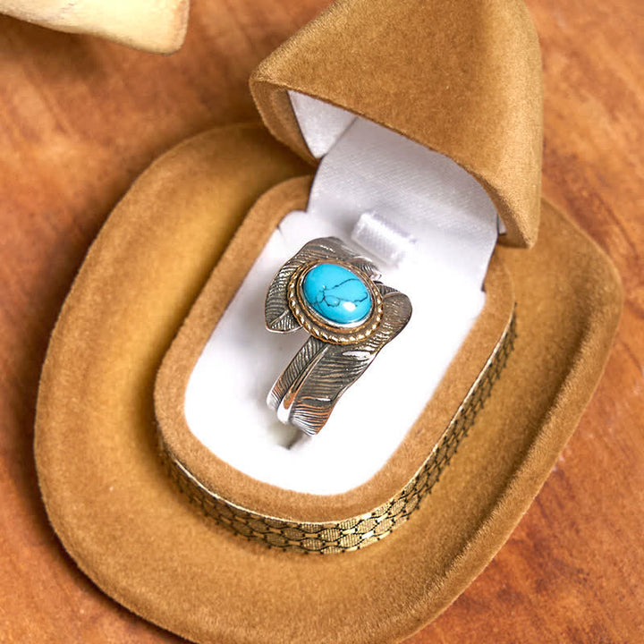 Angle Wing DIY Hidden Knife Belt Buckle Turquoise Feather Necklace Ring Bundle Set - image 9